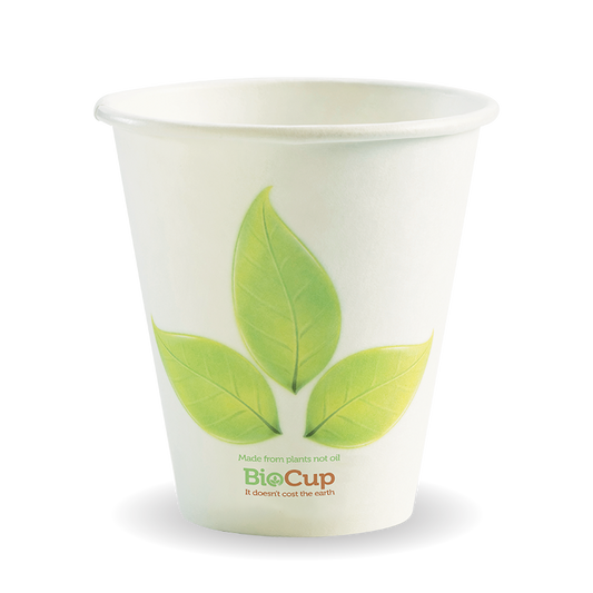 8oz (90mm) Leaf BioCup|8oz (90mm) Leaf BioCup Line Drawing
