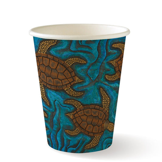 |Indigenous art series cup with black lid adorned with turle design