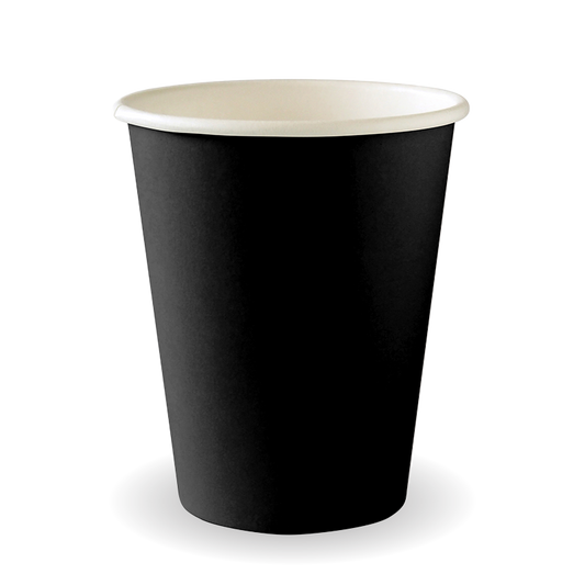 280ml / 8oz (80mm) Black Aqueous Single Wall BioCup|280ml / 8oz (80mm) Black Aqueous Single Wall BioCup Line Drawing