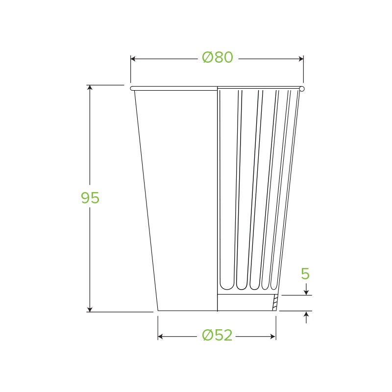 8oz Leaf BioCup - Double Wall|8oz Leaf BioCup Line Drawing - Double Wall Line Drawing