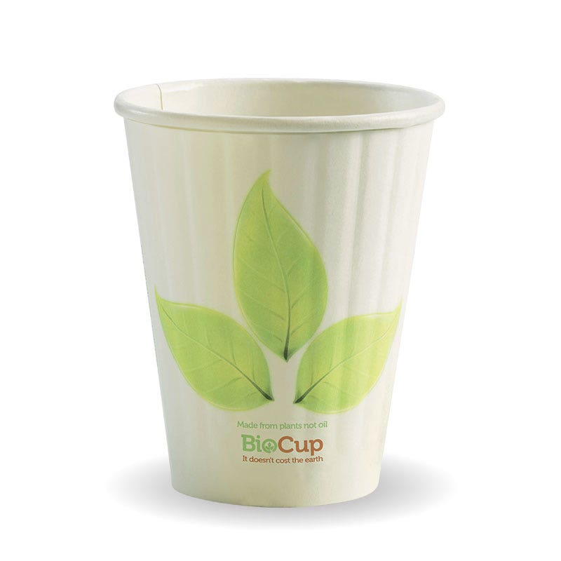 8oz Leaf BioCup - Double Wall|8oz Leaf BioCup Line Drawing - Double Wall Line Drawing