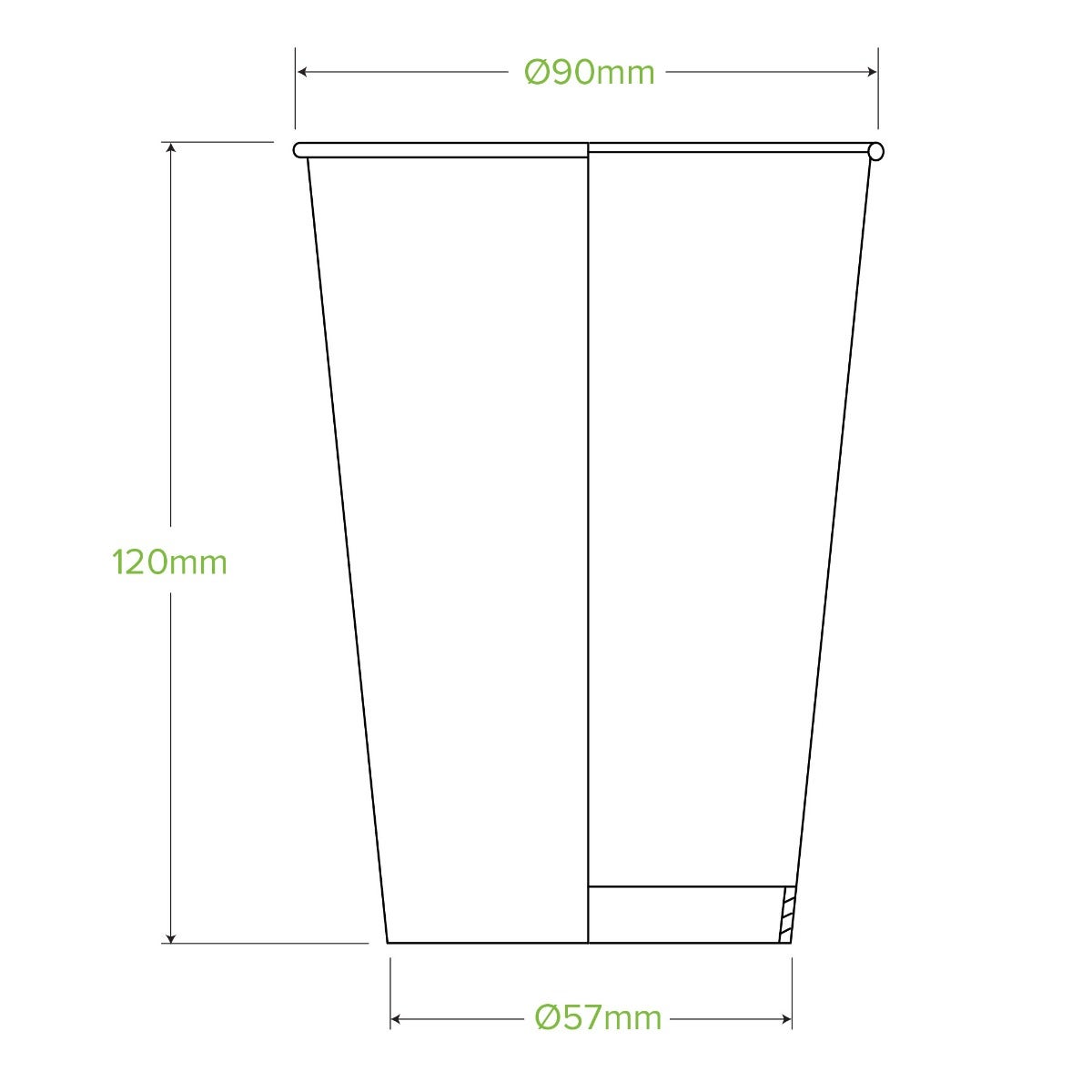 14oz green cold paper cup|14oz green cold paper cup drawing|hand holding a green eco cold cup with paper straw