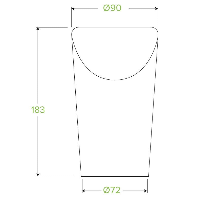 32oz Kraft Chip BioCup|32oz Kraft Chip BioCup Line Drawing