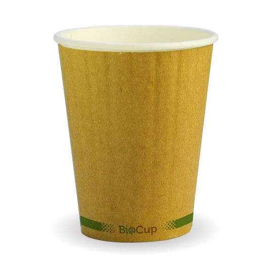 390ml / 12oz (90mm) Kraft Green Stripe Double Wall BioCups|390ml / 12oz (90mm) Kraft Green Stripe Double Wall BioCups Line Drawing