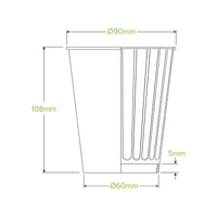 390ml / 12oz (90mm) Kraft Green Stripe Double Wall BioCups|390ml / 12oz (90mm) Kraft Green Stripe Double Wall BioCups Line Drawing