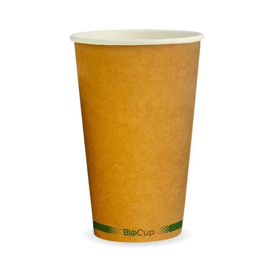 510ml / 16oz (90mm) Kraft Green Stripe Single Wall BioCups|510ml / 16oz (90mm) Kraft Green Stripe Single Wall BioCups