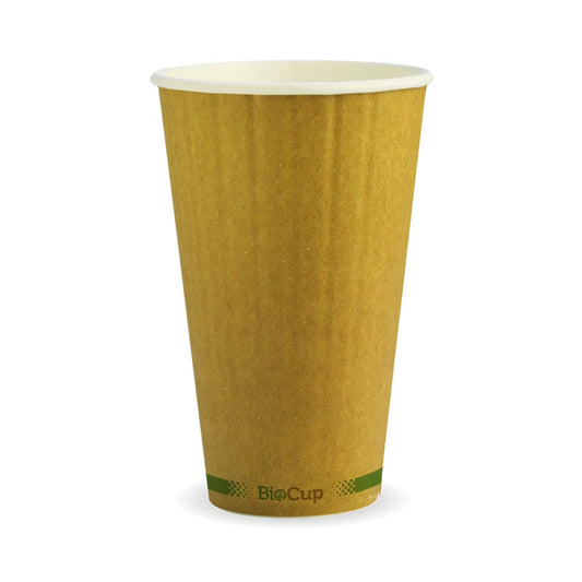 460ml / 16oz (90mm) Kraft Green Stripe Double Wall BioCups|460ml / 16oz (90mm) Kraft Green Stripe Double Wall BioCups Line Drawing