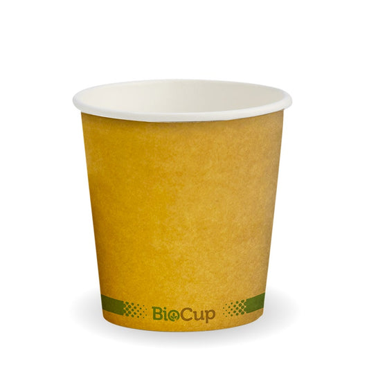 120ml / 4oz (63mm) Kraft Green Line Single Wall BioCup|120ml / 4oz (63mm) Kraft Green Line Single Wall BioCup Line Drawing