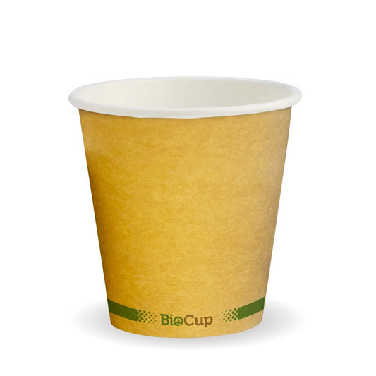 230ml / 6oz (80mm) Kraft Green Stripe Single Wall BioCups|230ml / 6oz (80mm) Kraft Green Stripe Single Wall BioCups Line Drawing