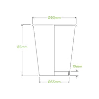 280ml / 8oz (90mm) Kraft Green Stripe Single Wall BioCups|280ml / 8oz (90mm) Kraft Green Stripe Single Wall BioCups Line Drawing