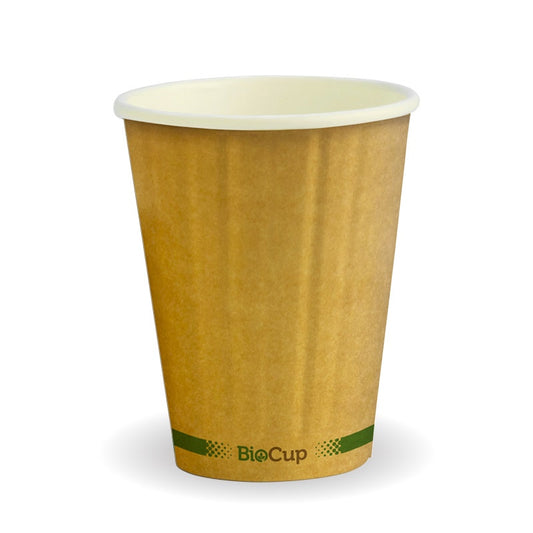 255ml / 8oz (80mm) Kraft Green Stripe Double Wall BioCups|255ml / 8oz (80mm) Kraft Green Stripe Double Wall BioCups Line Drawing