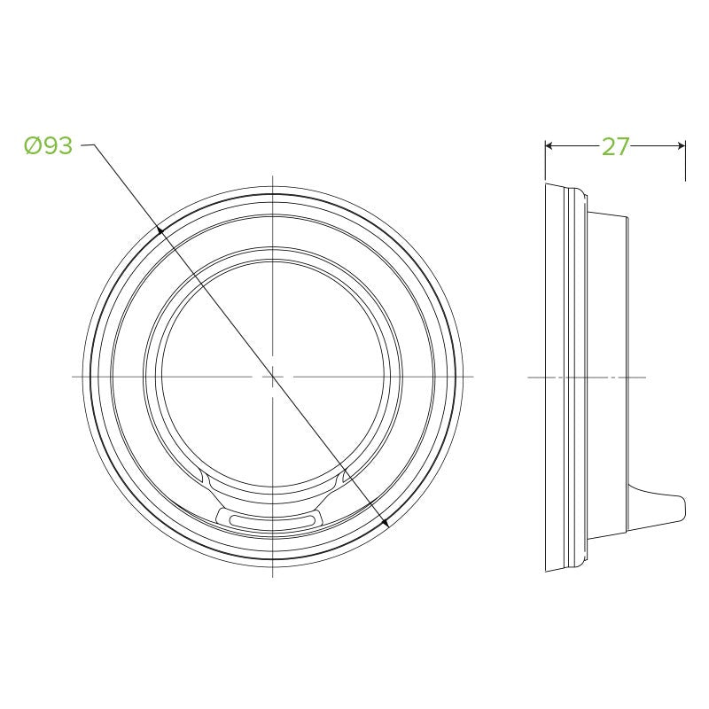 8-20oz (90MM DIA) PS Black Large Sipper Lid|8-20oz (90MM DIA) PS Black Large Sipper Lid Line Drawing