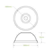80mm Plant Fibre Dome Cold Paper BioCup Lid|80mm sugarcane pulp dome lid drawing|hand holding two green cold cups with plant fibre dome lid and paper straws