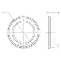 6-12oz (80mm DIA) PS Black Small Sipper Lid|6-12oz (80mm DIA) PS Black Small Sipper Lid Line Drawing
