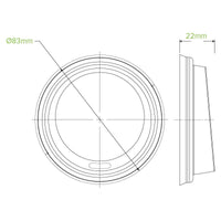 6|6, 8, 10 & 12(80mm)oz BioCup PLA Small Lid Line Drawing|hand holding two eco friendly coffee cups with black and white PLA lids