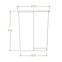 32oz Kraft BioBowl|32oz Kraft BioBowl Line Drawing