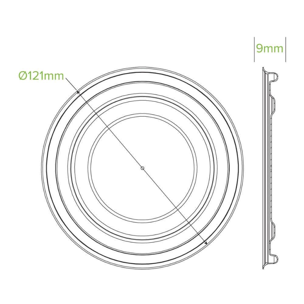 12oz-32oz White Plant Fibre Paper Bowl Lid|12oz-32oz Paper Bowl Lid Line Drawing