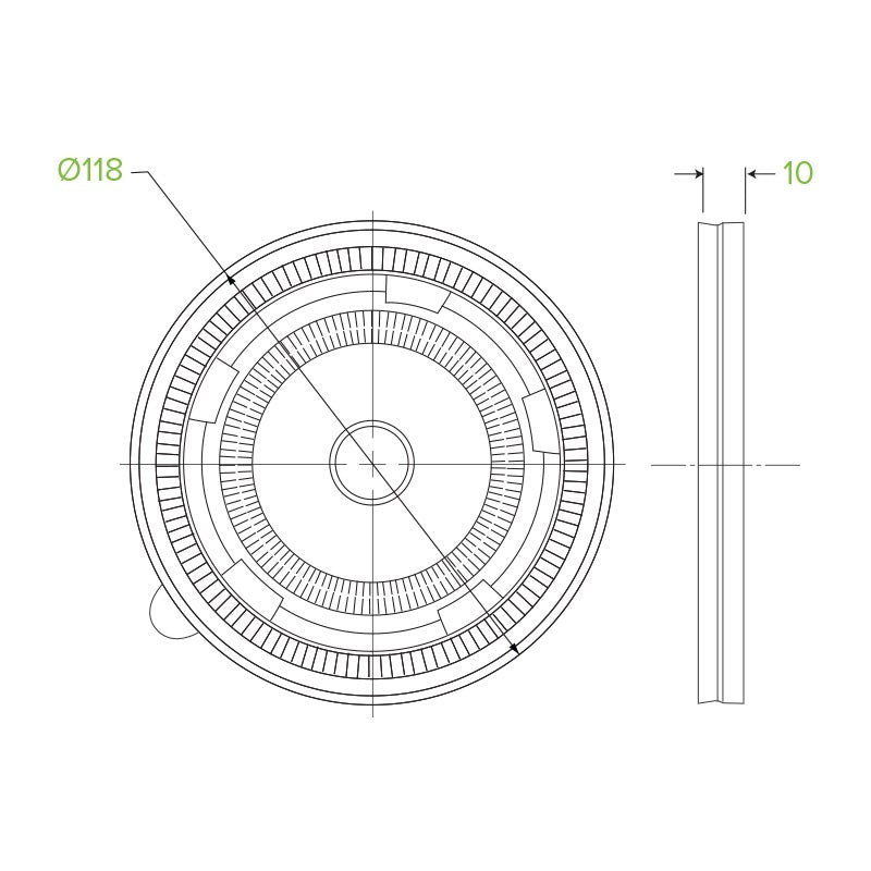 12, 16, 24 & 32oz BioBowl PP Lid|12, 16, 24 & 32oz BioBowl PP Lid Line Drawing