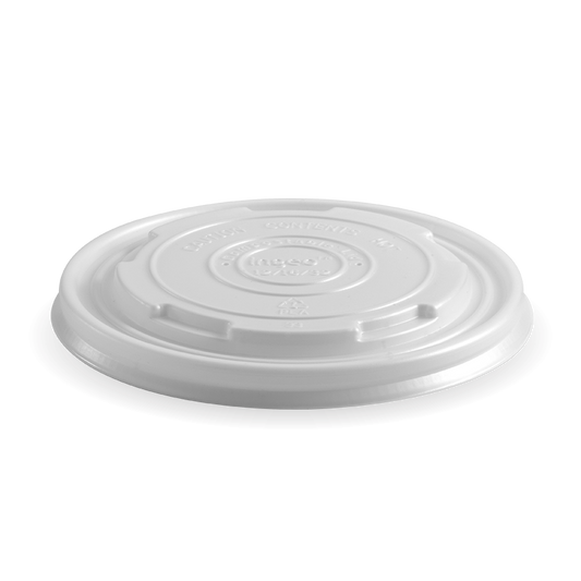 12|430-950ml / 12-32oz White PLA BioBowl Lid Top View|12, 16, 24 & 32oz BioBowl PLA Lid Line Drawing