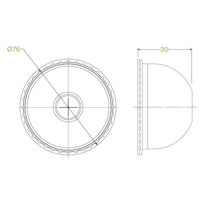 60 - 280ml Clear Dome X-slot Lid|60 - 280ml Clear Dome X-slot Lid Line Drawing