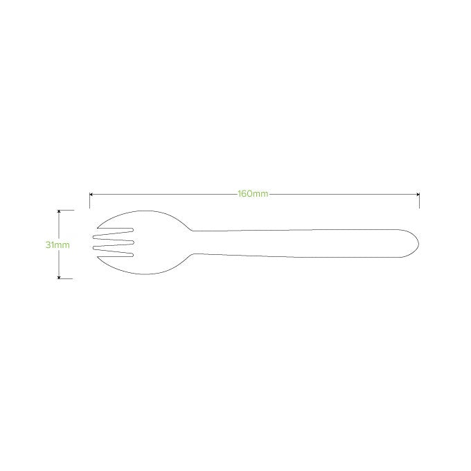 16cm Unbranded Wood Spork Line Drawing|16cm Unbranded Wood Spork