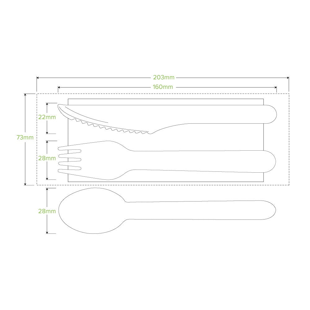 16cm Wood Knife Fork Spoon Napkin Set|16cm Wood Knife Fork Spoon Napkin Set drawing|hand holding wooden cutlery set on top of rectangular takeaway container