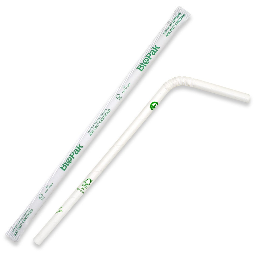White Bendy Straw