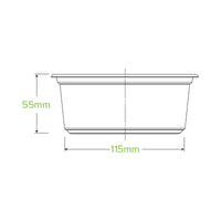 600ml Wide Unbranded Clear BioBowl|600ml Wide Unbranded BioBowl Line Drawing|143mm Wide Unbranded BioBowl Line Drawing Top diameter