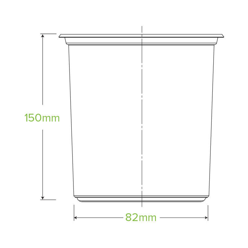 960ml Unbranded Clear BioBowl|960ml Unbranded BioBowl Line Drawing|960ml Unbranded BioBowl Line Drawing top diameter