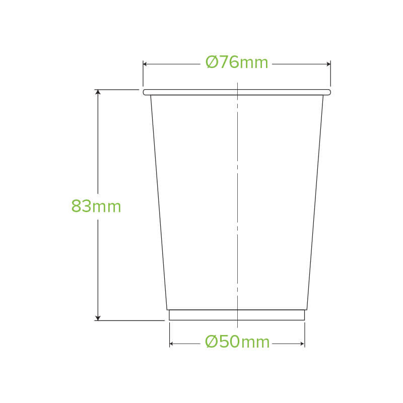 200ml Clear Unbranded BioCup|200ml Clear Unbranded BioCup Line Drawing