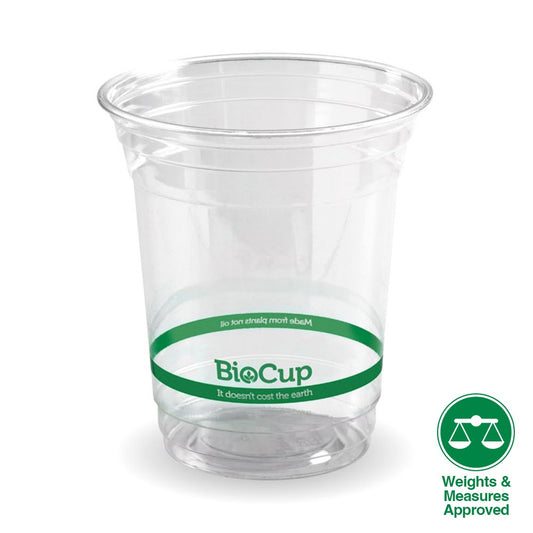 420ml Clear Cold BioCup|420ml Clear Cold BioCup with orange juice|420ml Clear BioCup Line Drawing