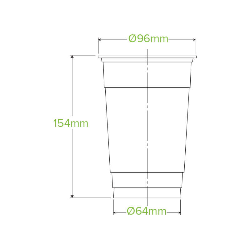 700ml Clear Unbranded BioCup|700ml Clear Unbranded BioCup Line Drawing