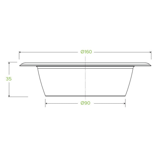 12oz White BioCane Sugarcane Bowl|12oz White BioCane Sugarcane Bowl Line Drawing