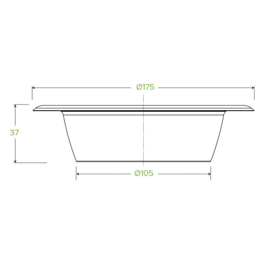 16oz White BioCane Sugarcane Bowl|16oz White BioCane Suagrcane Bowl Line Drawing