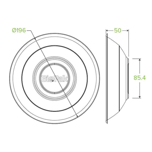 800ml / 24oz Natural Plant Fibre BioBowl|800ml / 24oz Natural Plant Fibre BioBowl Line Drawing