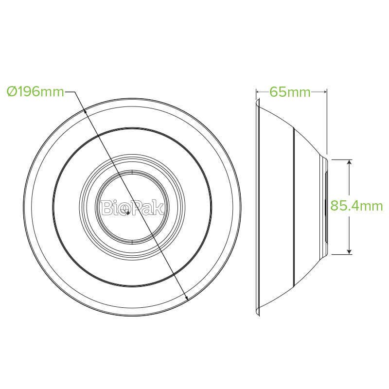 940ml / 32oz Natural Plant Fibre Bowl|940ml / 32oz Natural Plant Fibre Bowl Line Drawing
