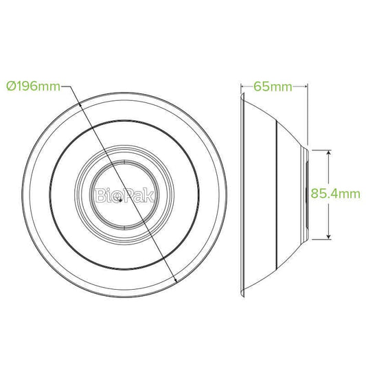 940ml / 32oz Natural Plant Fibre Bowl|940ml / 32oz Natural Plant Fibre Bowl Line Drawing