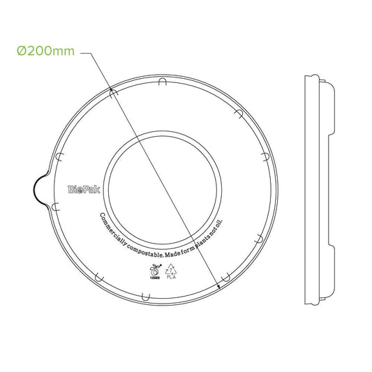 800-1,420ml / 24-48oz PLA Plant Fibre BioBowl Lid