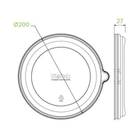 800-1,100 / 24-40oz rPET Bowl Lid|24, 32 & 40oz PET Bowl Lid Line Drawing