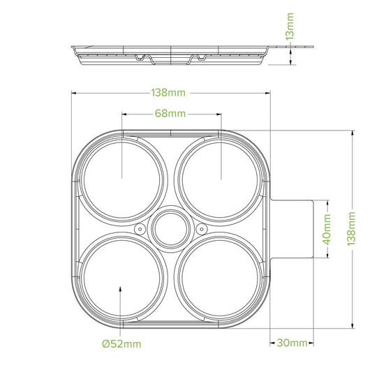 4-Pack Plant Fibre Beer Ring Holder No PFAs Added|4-Pack Plant Fibre Beer Ring Holder Line Drawing