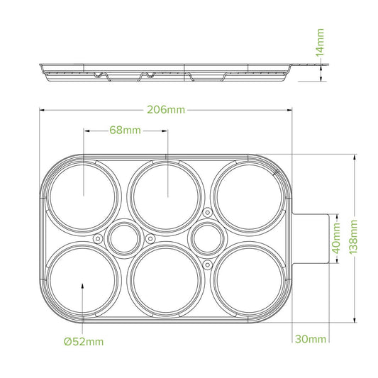 6-Pack Plant Fibre Beer Ring Holder No PFAs Added|6-Pack Plant Fibre Beer Ring Holder Line Drawing