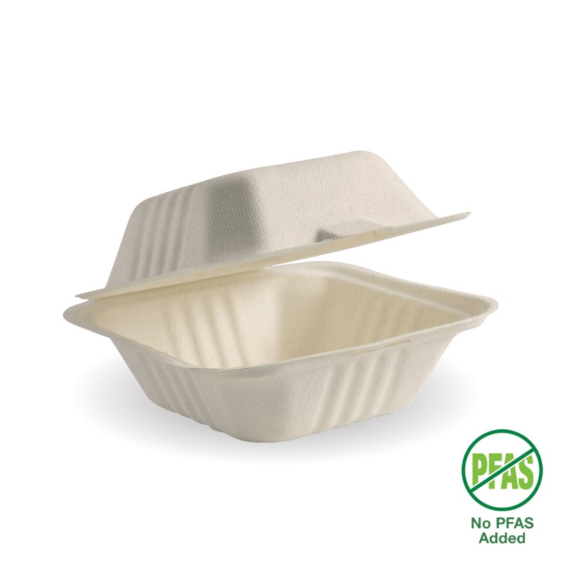 15x15x8cm / 6x6" Natural Plant Fibre Clamshell|15x15x8cm / 6x6" Natural Plant Fibre Clamshell Line Drawing