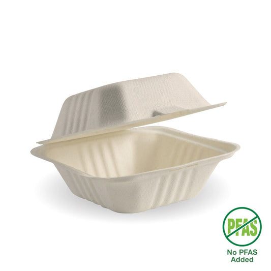 15x15x8cm / 6x6" Natural Plant Fibre Clamshell|15x15x8cm / 6x6" Natural Plant Fibre Clamshell Line Drawing