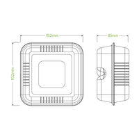 15x15x8cm / 6x6" White Plant Fibre Clamshell|15x15x8cm / 6x6" White Plant Fibre Clamshell Line Drawing