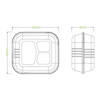 23x23x8cm / 9x9x3" 3-Compartment White Plant Fibre Clamshell|23x23x8cm / 9x9x3" 3-Compartment White Plant Fibre Clamshell Line Drawing