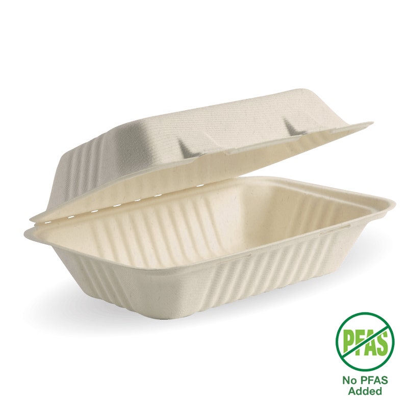 23x15x8cm / 9x6x3" Natural Plant Fibre Clamshell|23x15x8cm / 9x6x3" Natural Plant Fibre Clamshell Line Drawing