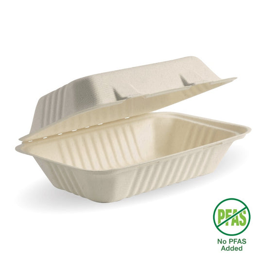 23x15x8cm / 9x6x3" Natural Plant Fibre Clamshell|23x15x8cm / 9x6x3" Natural Plant Fibre Clamshell Line Drawing