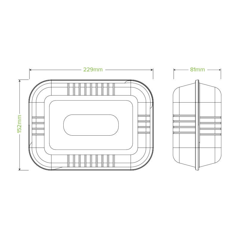 23x15x8cm / 9x6x3" Natural Plant Fibre Clamshell|23x15x8cm / 9x6x3" Natural Plant Fibre Clamshell Line Drawing