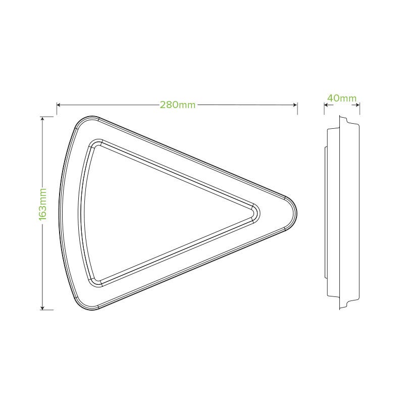 28x16x4cm / 9" Natural Plant Fibre Pizza Slice Clamshell|28x16x4cm / 9" Natural Plant Fibre Pizza Slice Clamshell Line Drawing