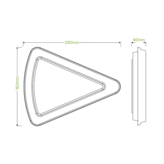 28x16x4cm / 9" Natural Plant Fibre Pizza Slice Clamshell|28x16x4cm / 9" Natural Plant Fibre Pizza Slice Clamshell Line Drawing